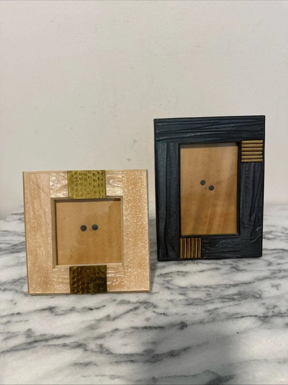 Anthropologie Neutral and Black Decorative Photo Frame Set - Home Accents